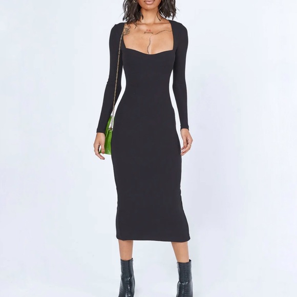 Princess Polly | Dresses | Princess Polly Nolan Black Long Sleeve Midi Dress  4 | Poshmark